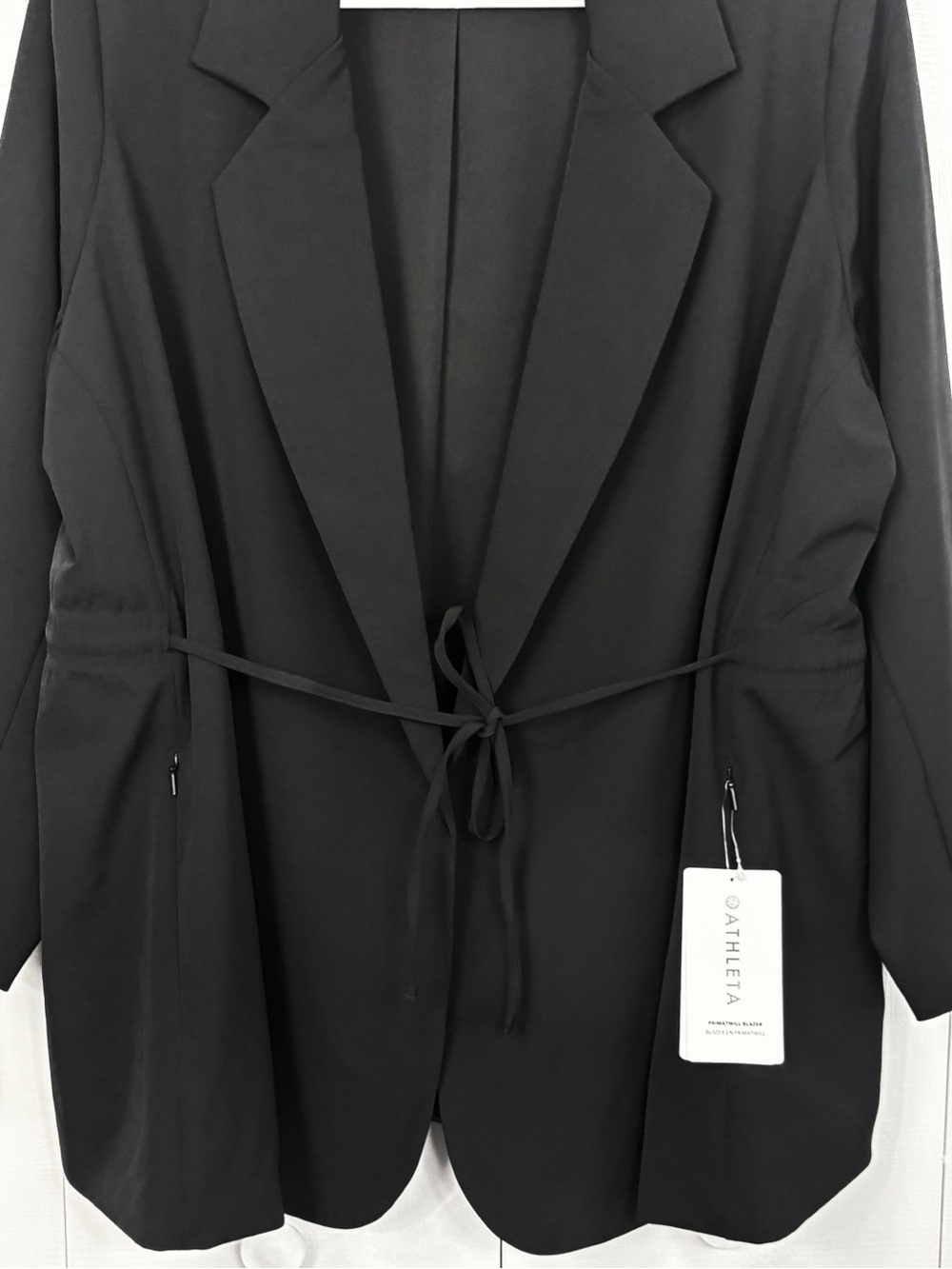 NWT Athleta Black Endless Primatwill Stretch Long Sleeve Tie Front Blazer 24 - Picture 8 of 16